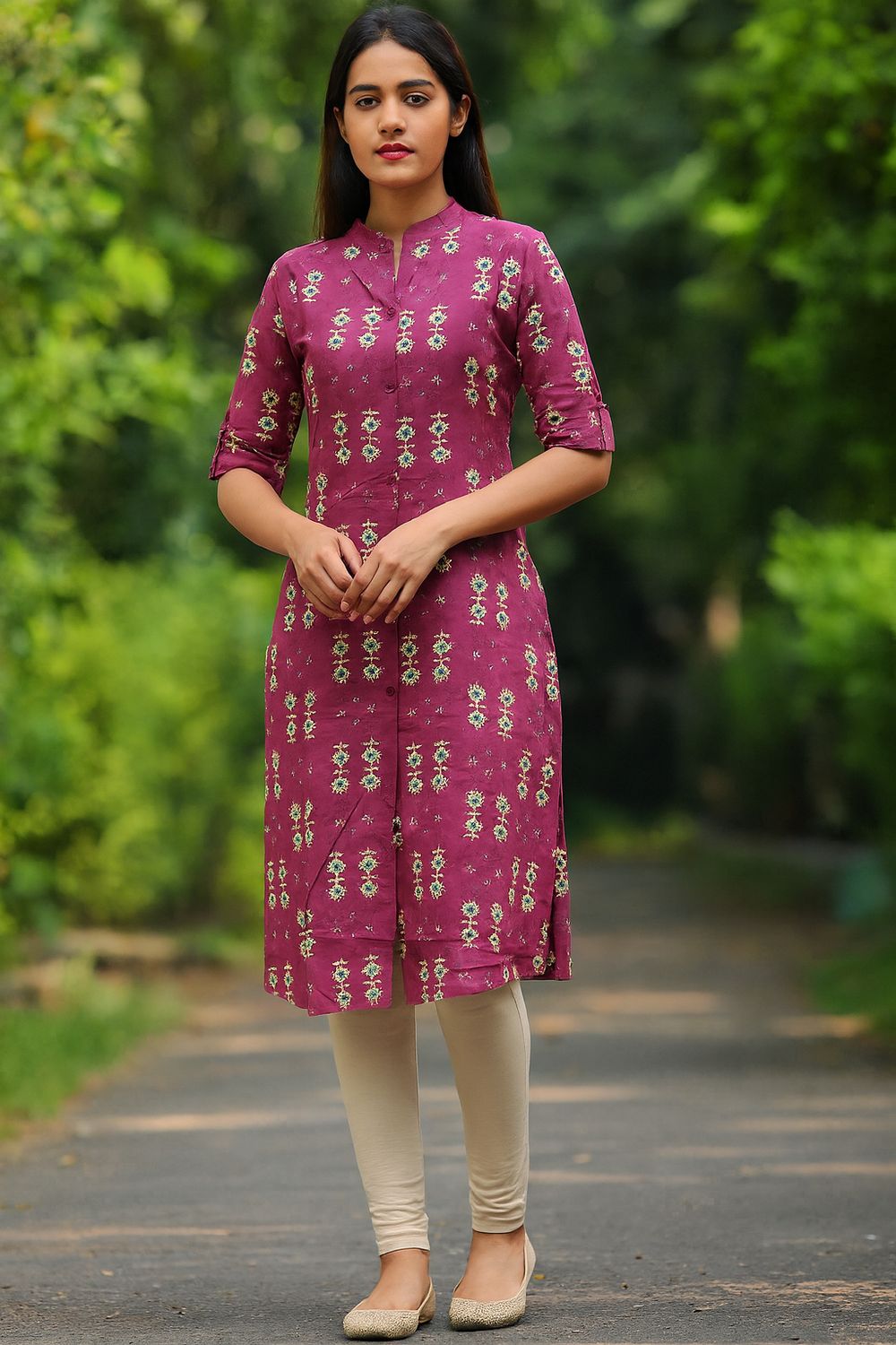 Pink Collared Kurta Top