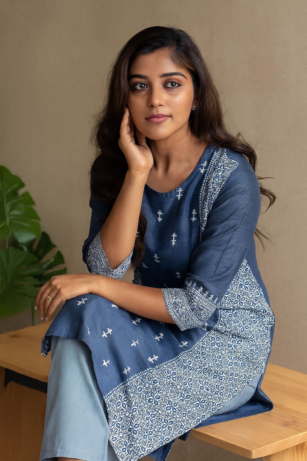Blue Printed Kurta Top