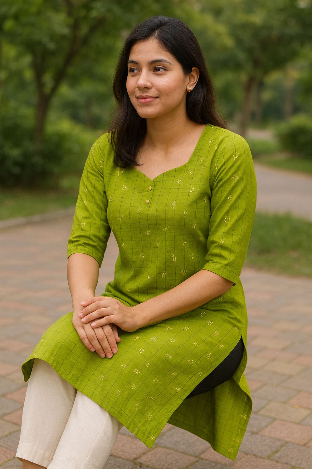 Neon Green Kurta Top