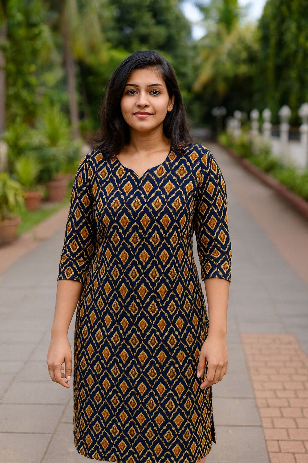 Black Printed Kurta Top