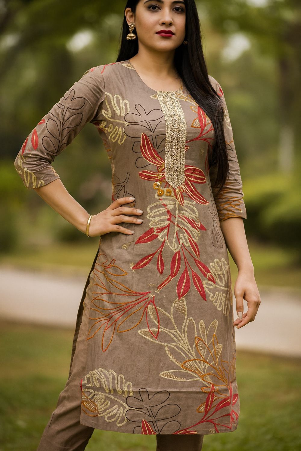 Grey Kurta 3 Piece Set