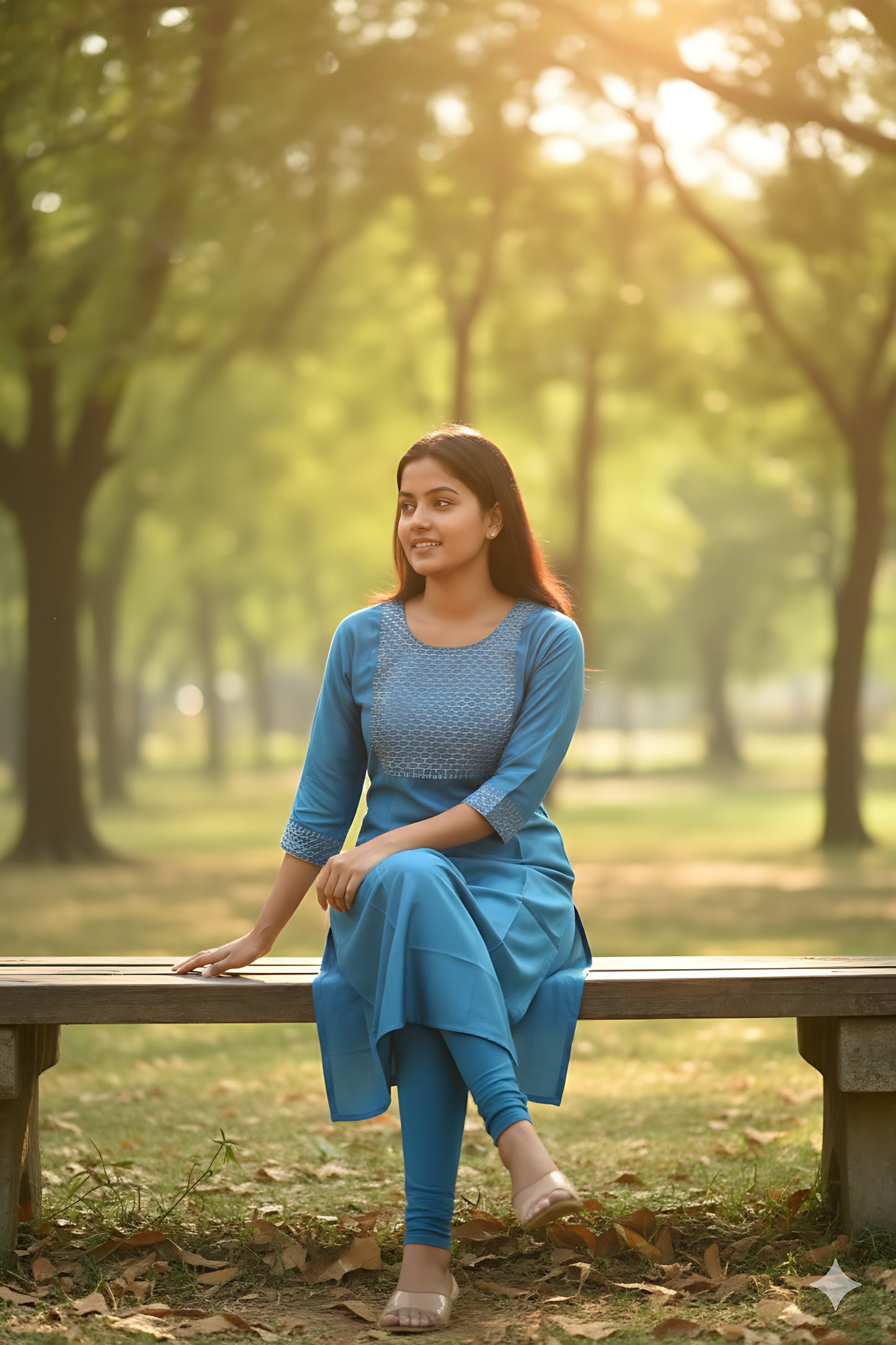Blue Satin Kurta Top