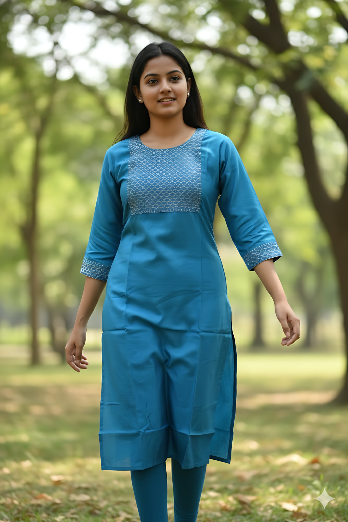 Blue Satin Kurta Top