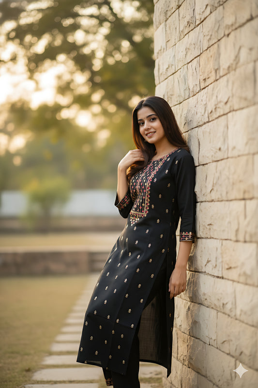 Black Embroidery 2PC Set