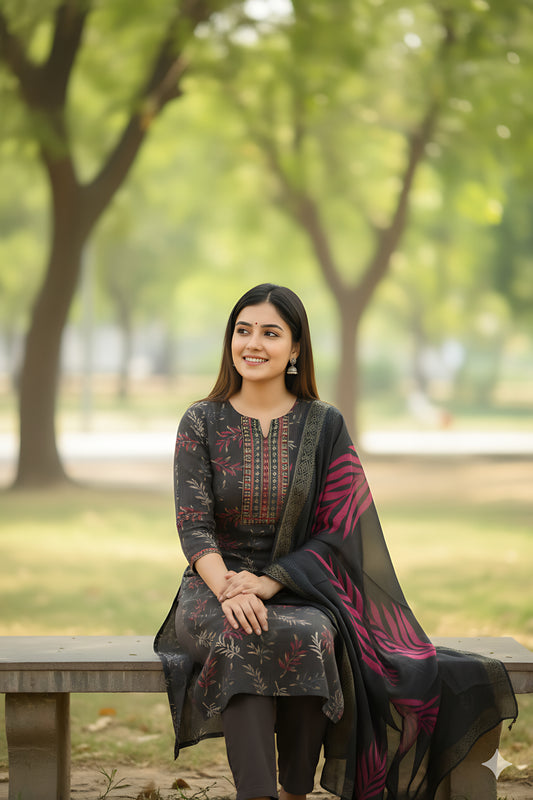 Brown Vatican Floral 3PC Set