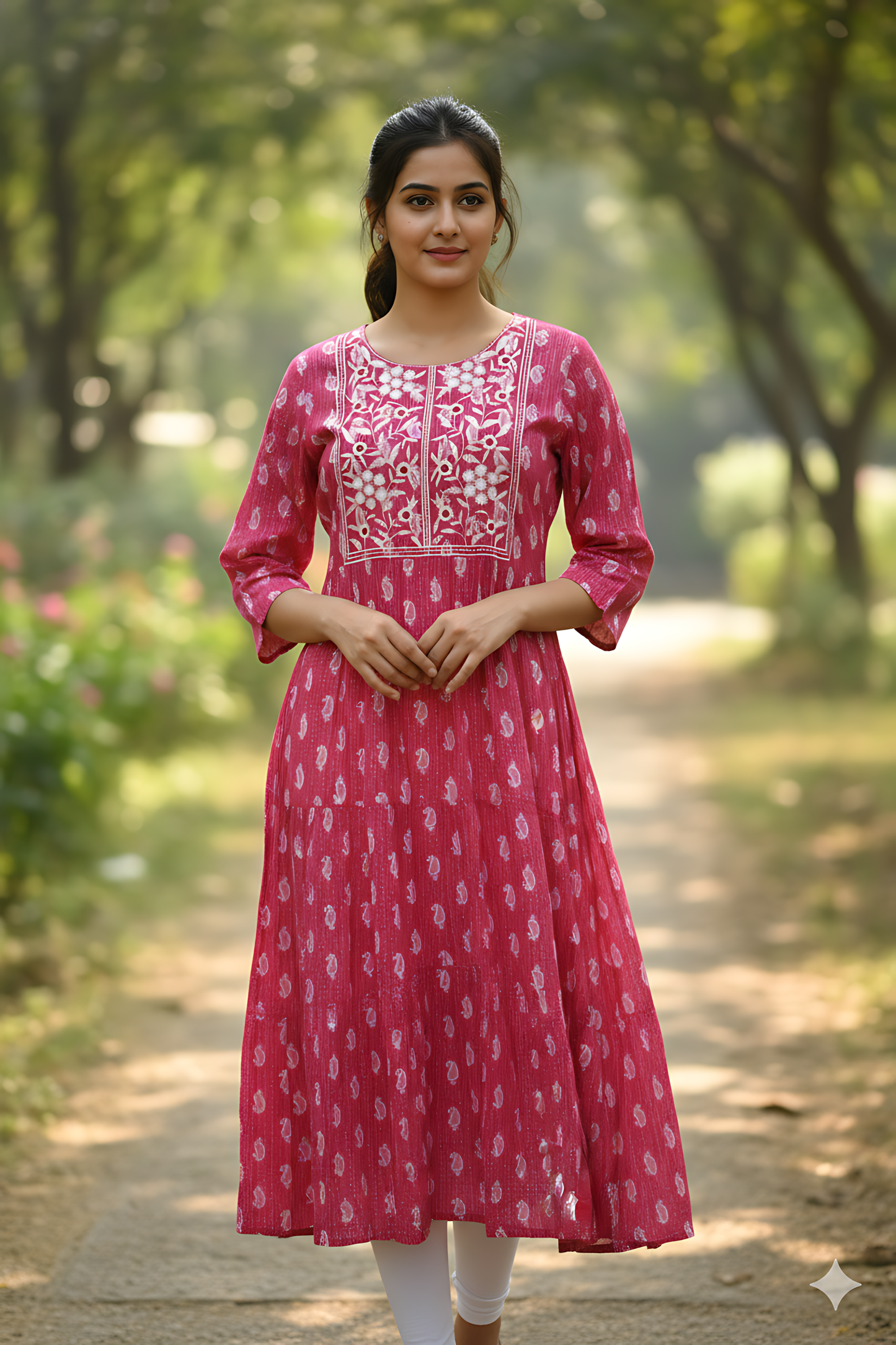 Pink Printed Umbrella Kurta Top