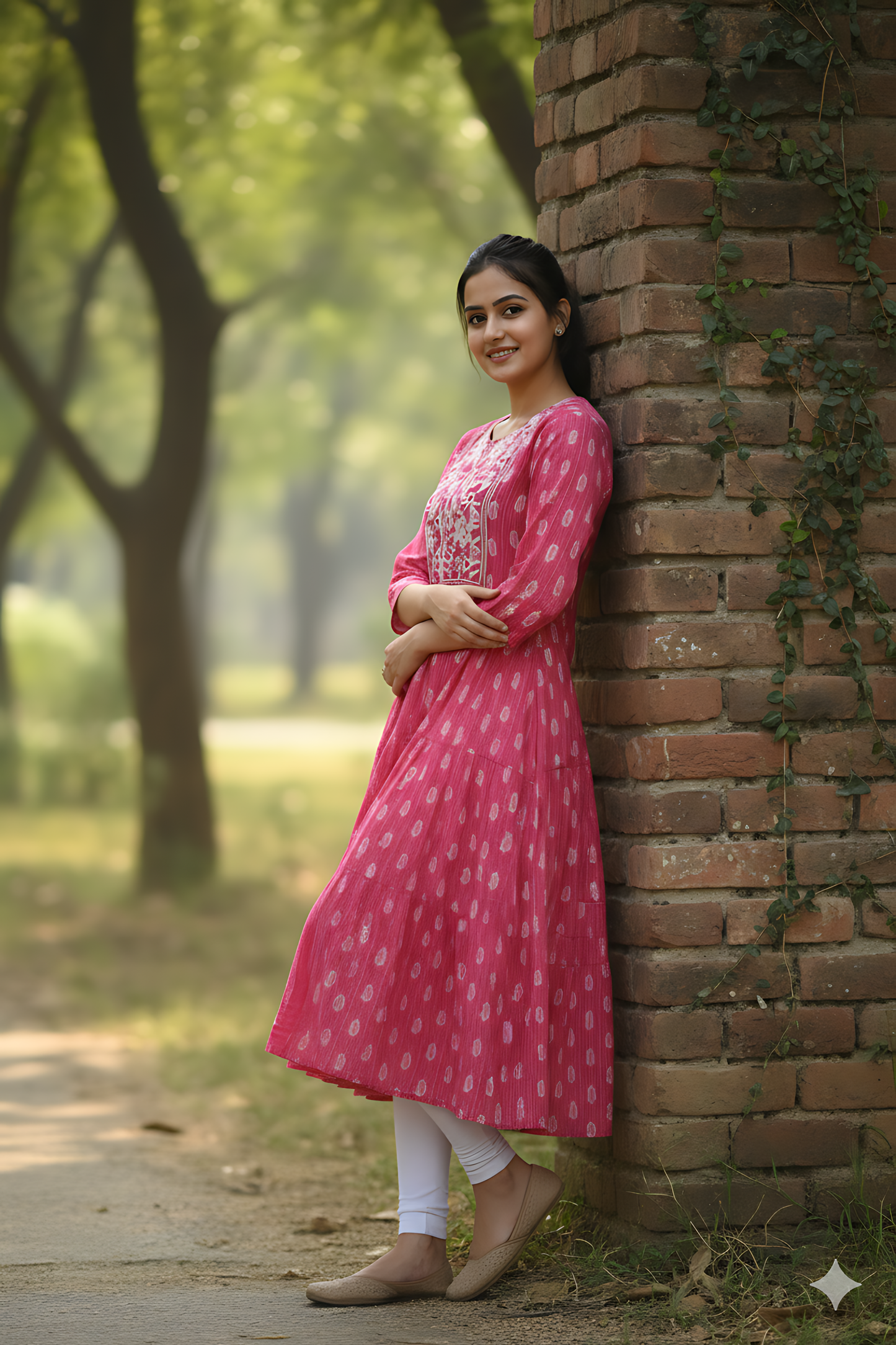 Pink Printed Umbrella Kurta Top
