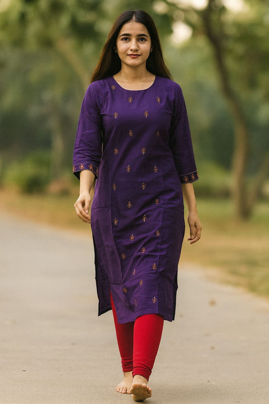 Violet Embroidery Kurta Top