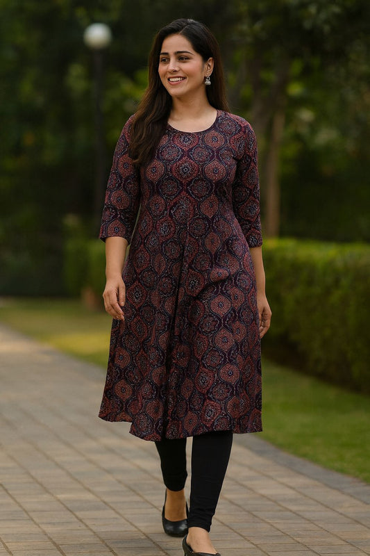 Maroon A-line Kurta Top