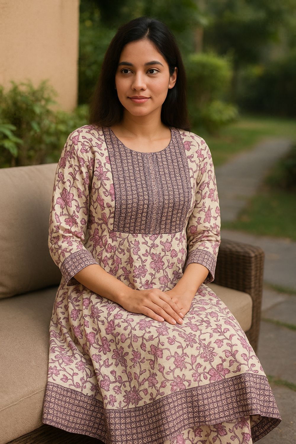 Pink Flared A-line Kurta Top