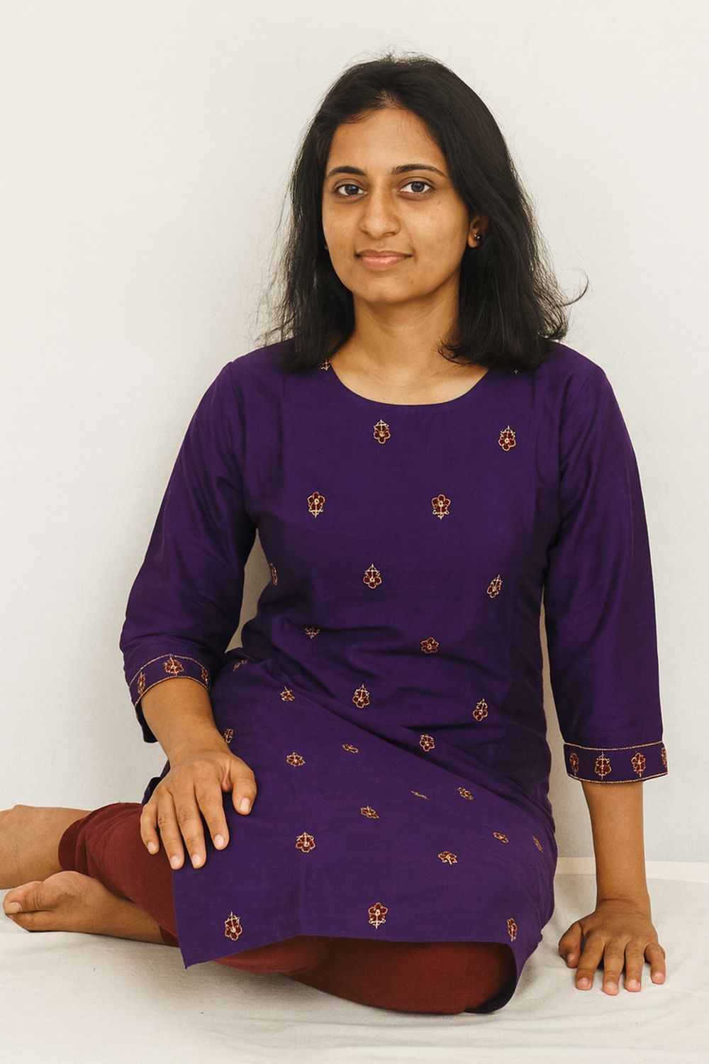 Violet Embroidery Kurta Top