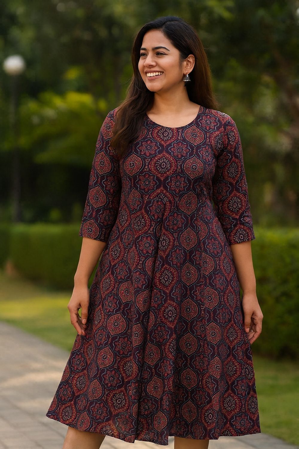 Maroon A-line Kurta Top