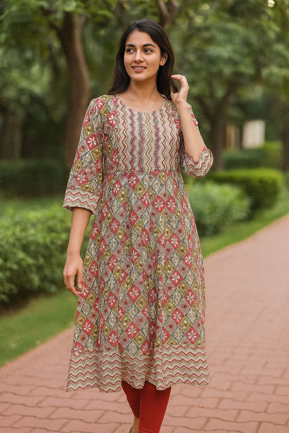 Flared Printed A-line Kurta Top
