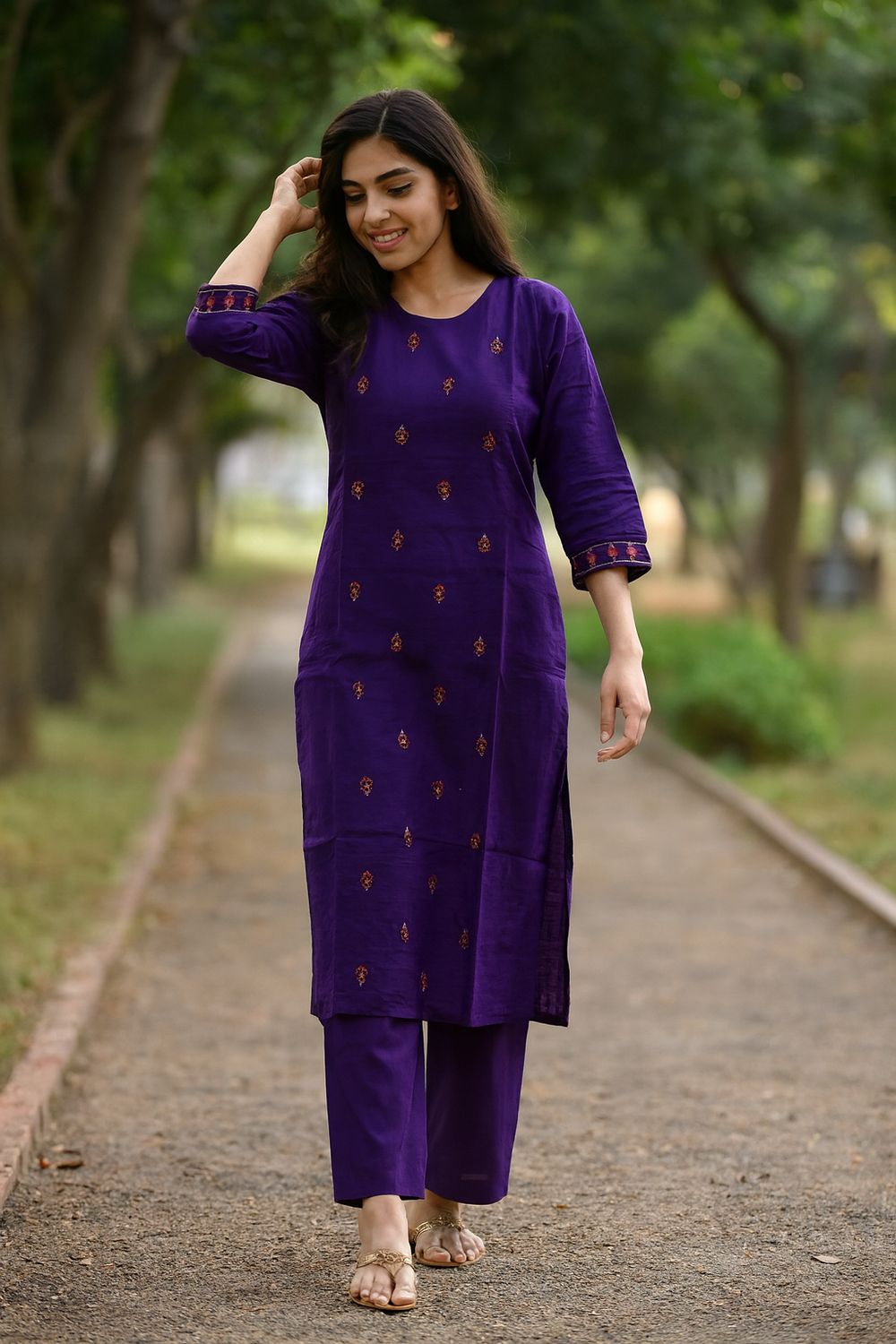 Violet Embroidery Kurta Top