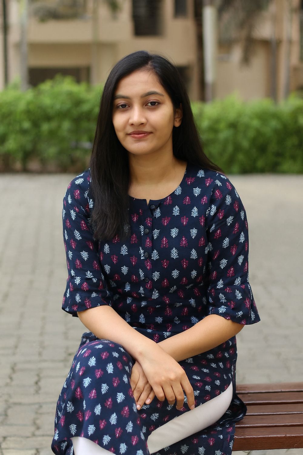 Blue printed straight kurta