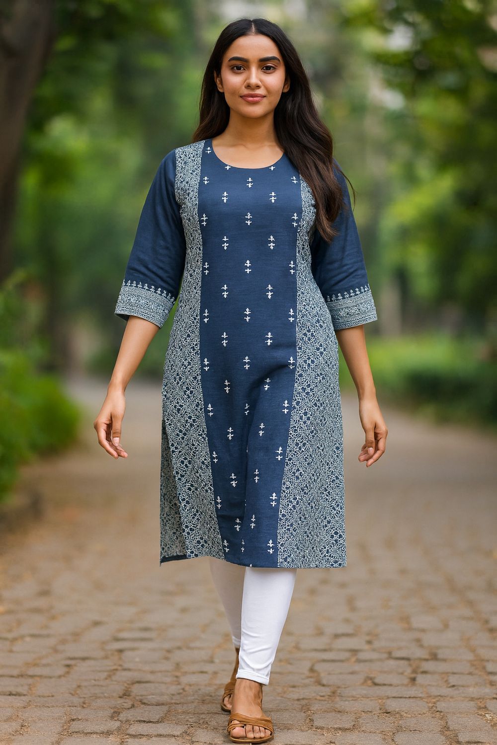 Blue Printed Kurta Top