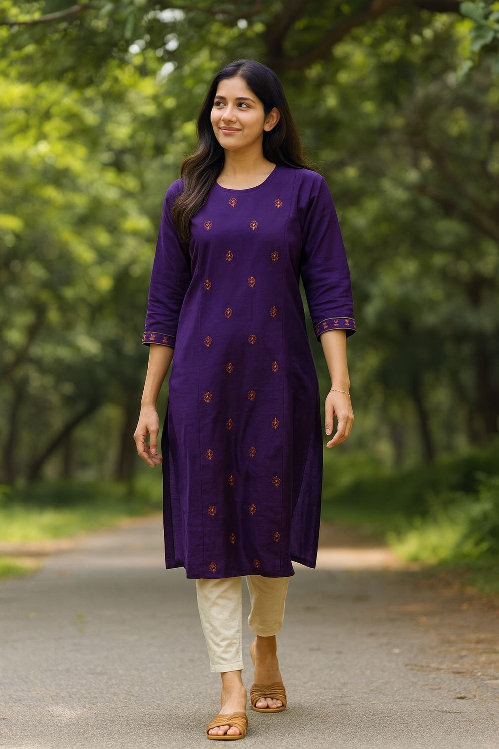 Violet Embroidery Kurta Top