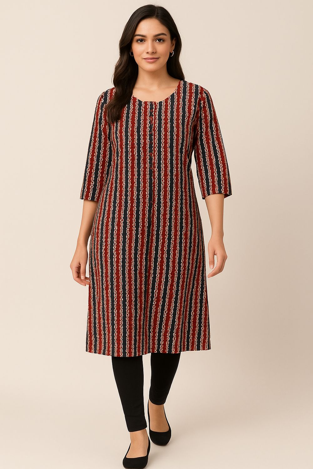 Red Stripe Kurta Top