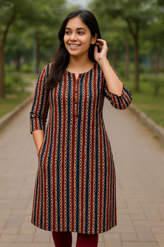 Red Stripe Kurta Top