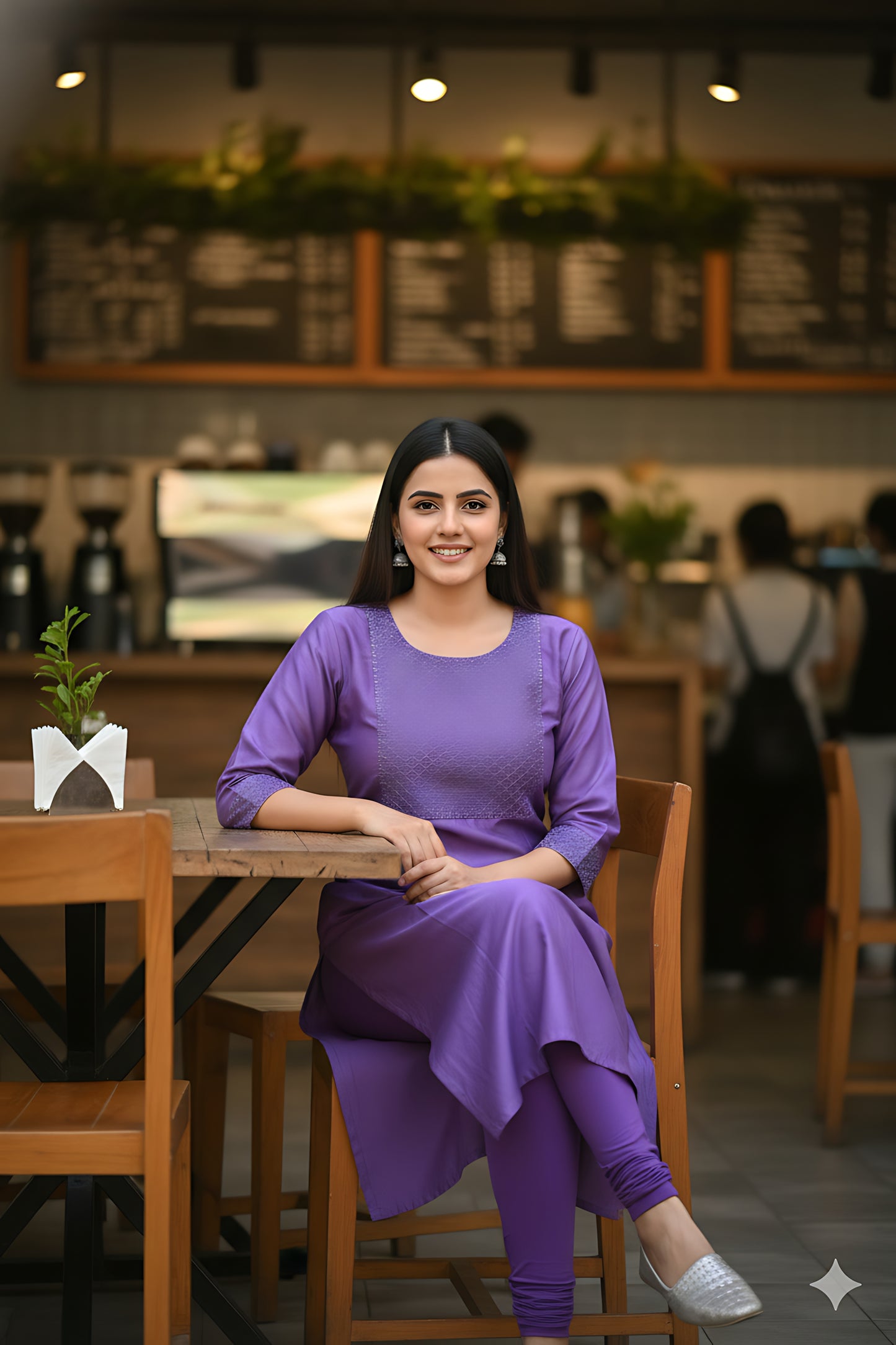 Lavender Satin Kurta Top