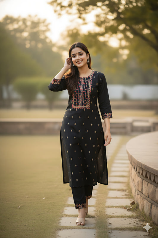 Black Embroidery 2PC Set