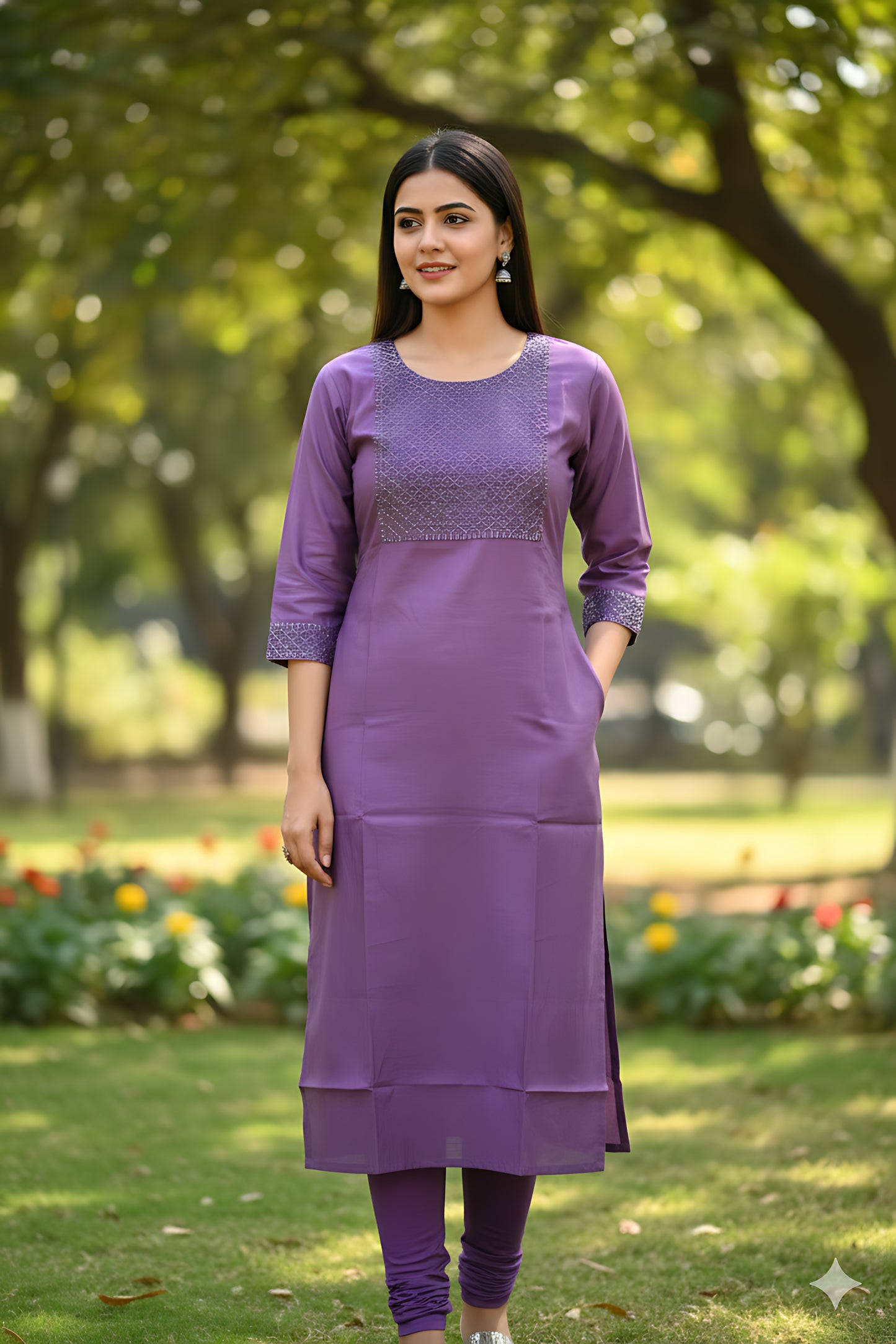 Lavender Satin Kurta Top