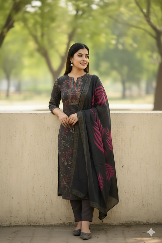 Brown Vatican Floral 3PC Set