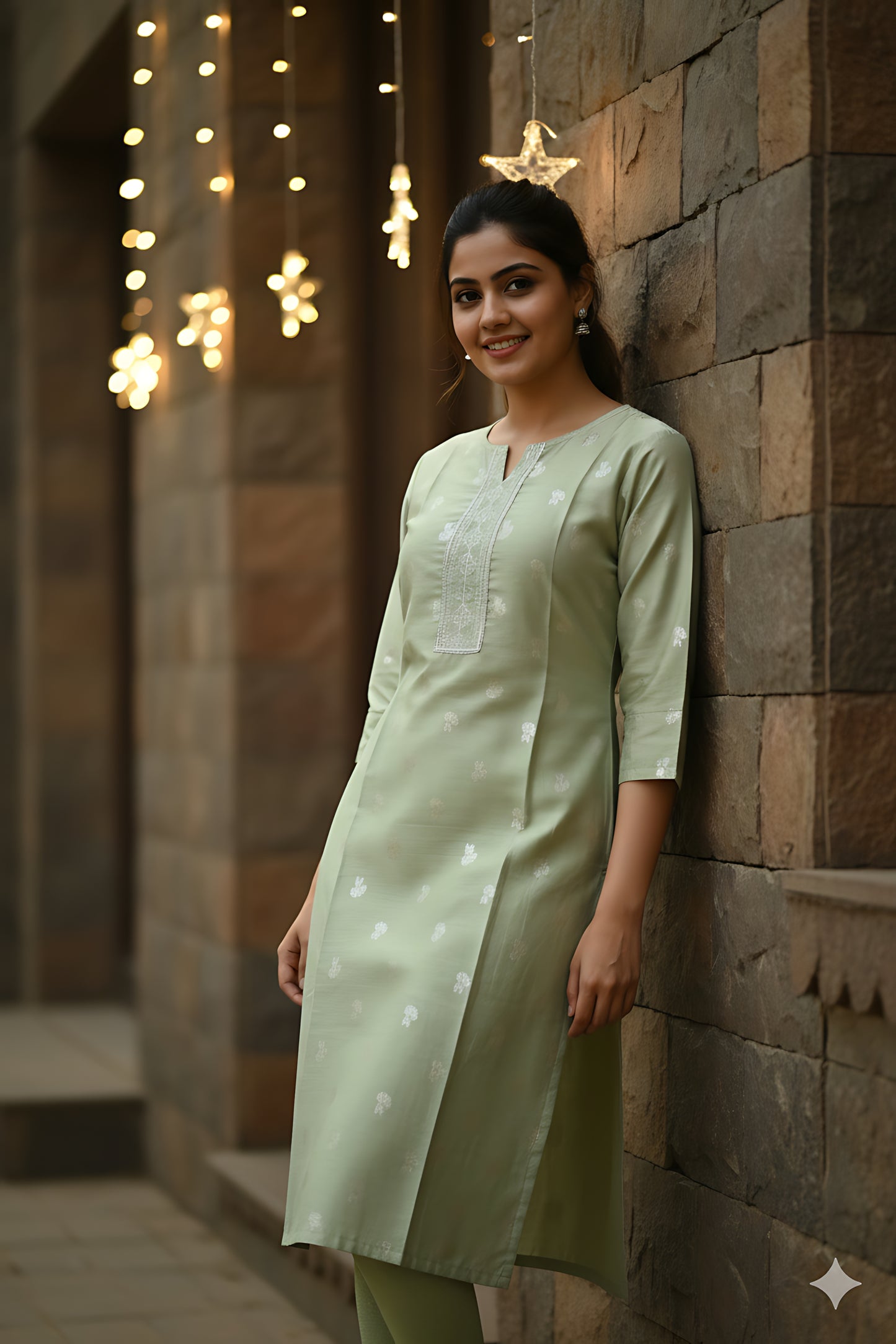 Green Silk Kurta Top