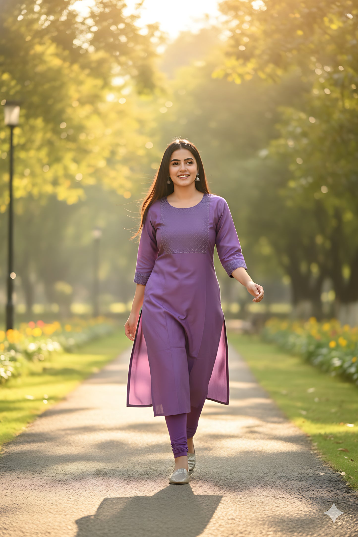 Lavender Satin Kurta Top