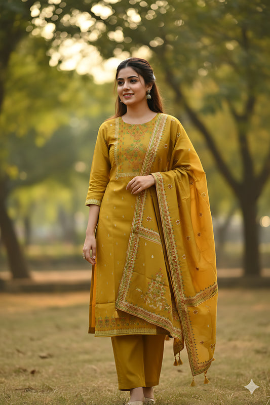 Yellow Foil Printed 3PC Set