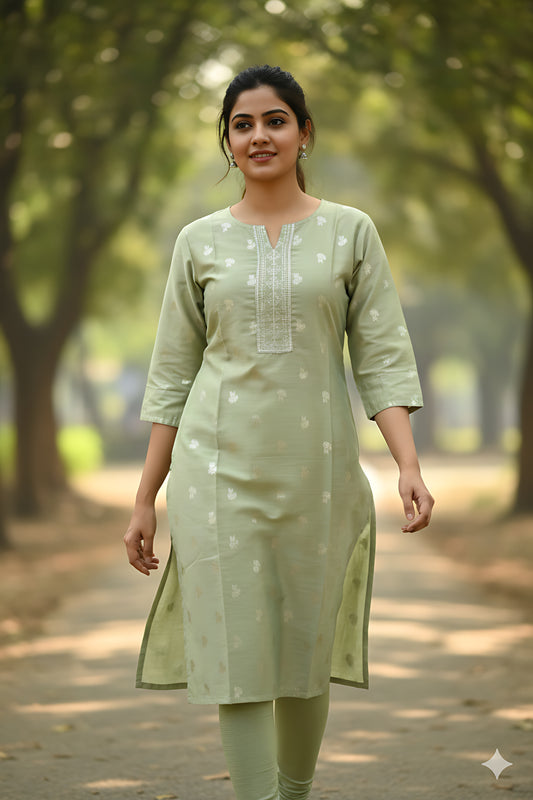 Green Silk Kurta Top