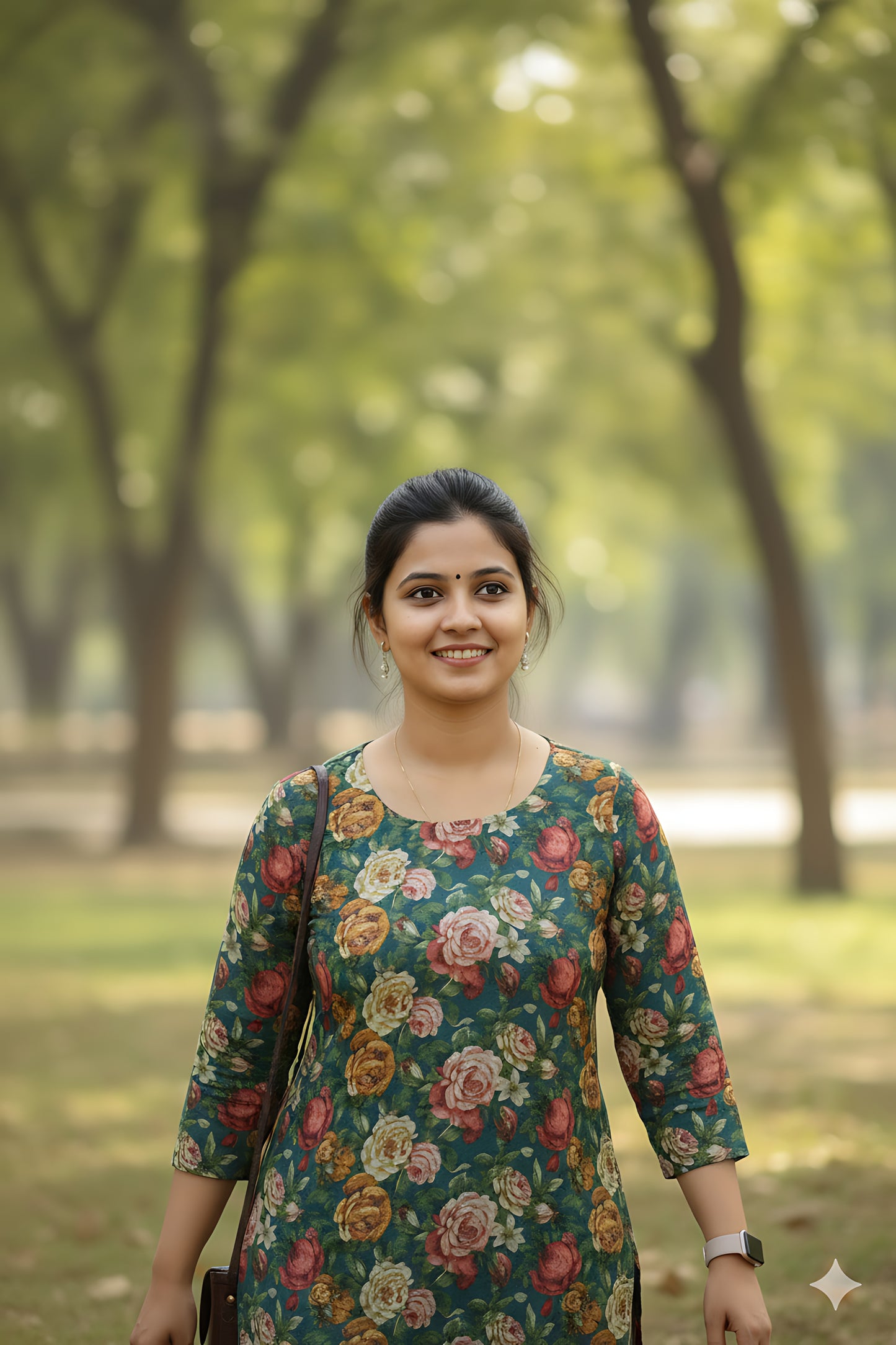 Green Floral Kurta Top