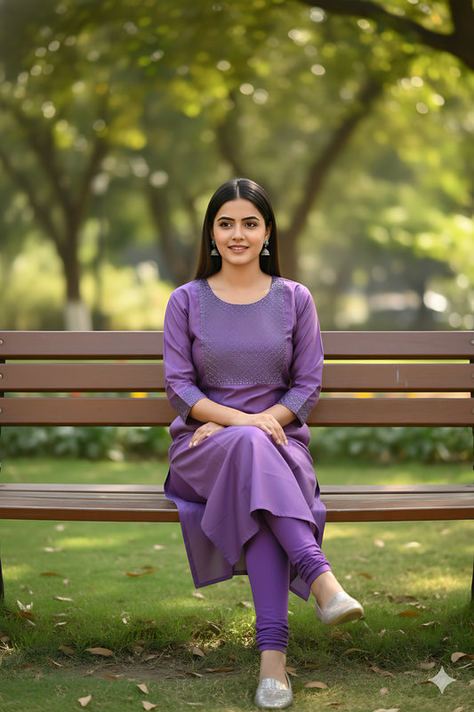 Lavender Satin Kurta Top