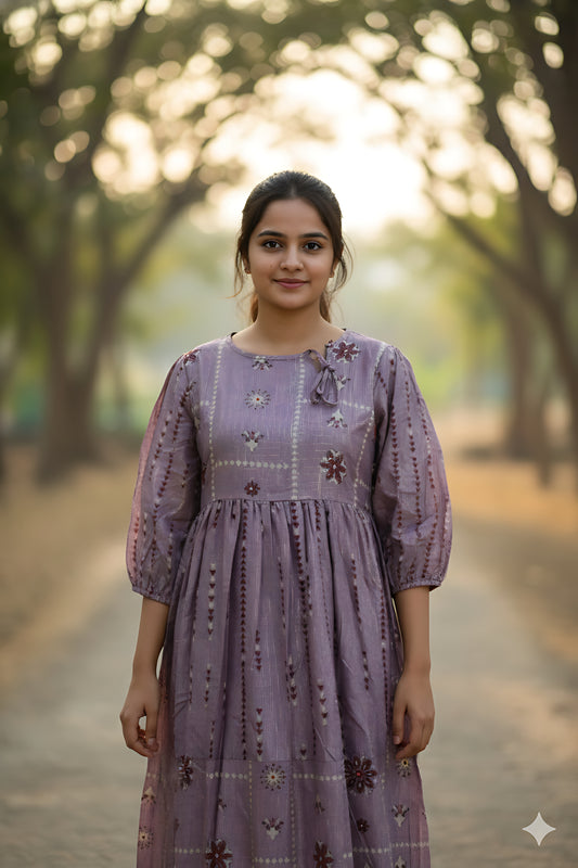 Purple Shimmery Umbrella Kurta